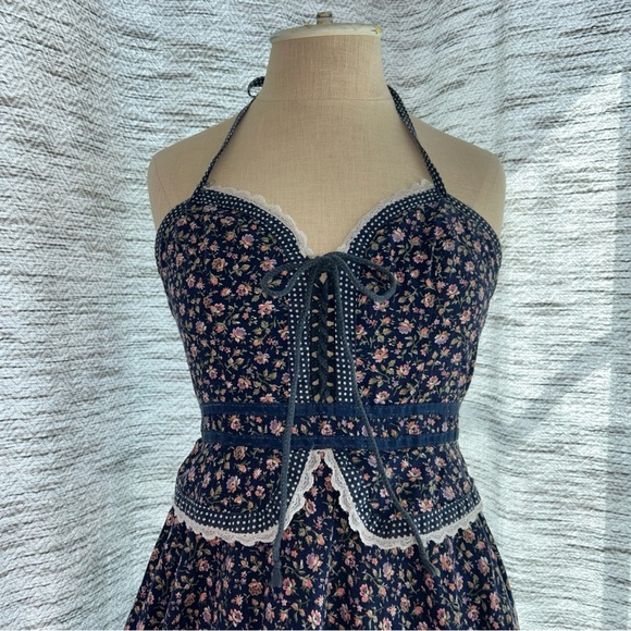 Gunne Sax by Jessica San Francisco 1970s Peplum Sundress Size 7 Fits like a 3 - Picture 2 of 16